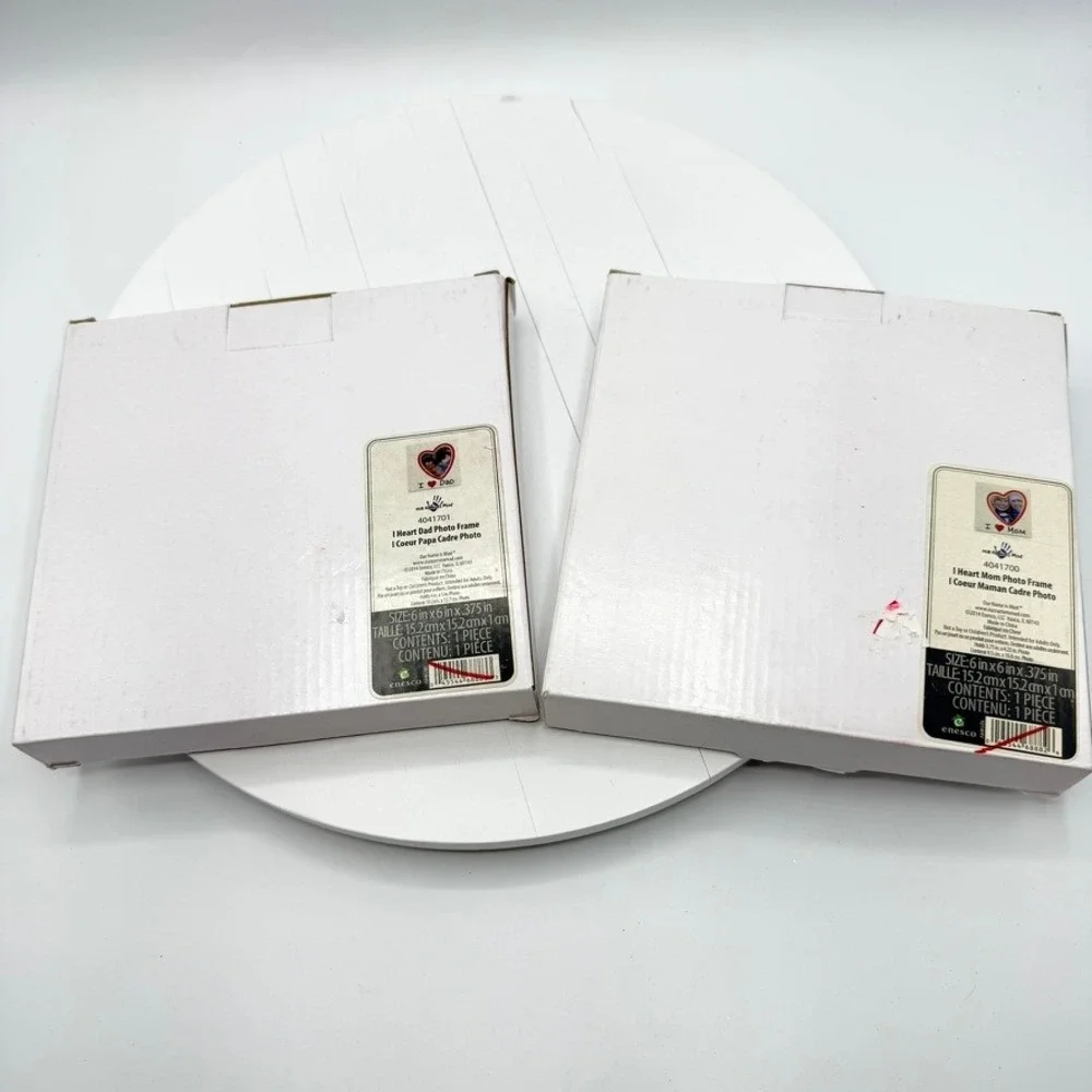 Our Name is Mud I Heart Mom & Dad Ceramic Photo Frame Set 4041700 4041701 New